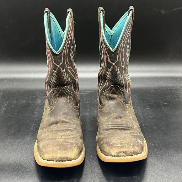 Ariat Kids Brown and Blue Western Boots - Picture 3 of 7